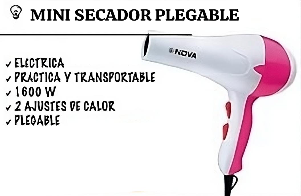 Mini Secador Plegable para Cabello - JetHeat®